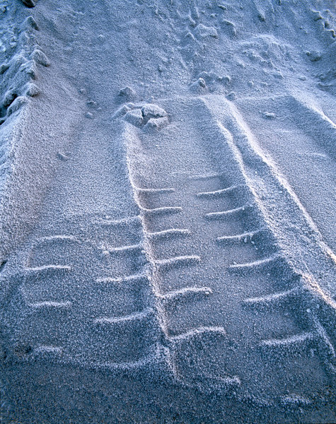 Frostiga dckspr i sand.