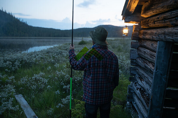 Fiskare vid sjö, Arvidsjaur, Fisherman next to a lake, Arvidsjaur, Sweden