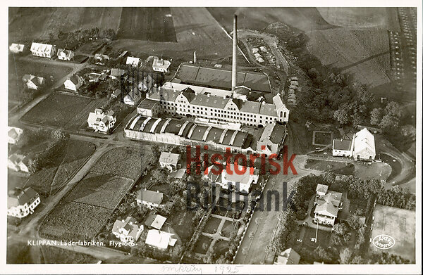 Klippan. L�derfabriken. Flygfoto.
